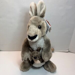 Wild Republic Kangaroo with Joey Plush 12 Inch Earth Friendly Recycled Tan Grey